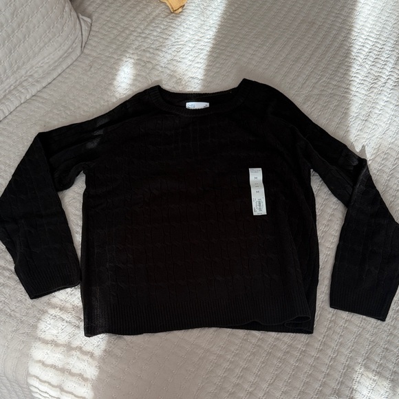 Black Classic Cable Knit Croft & Barrow Women's Sweater Medium - Picture 6 of 9
